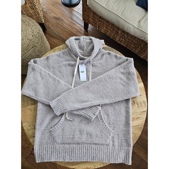 UGG Australia Womens Asala Fuzzy Hoodie Sweater Granite Color Size L NWT - Picture 1 of 8